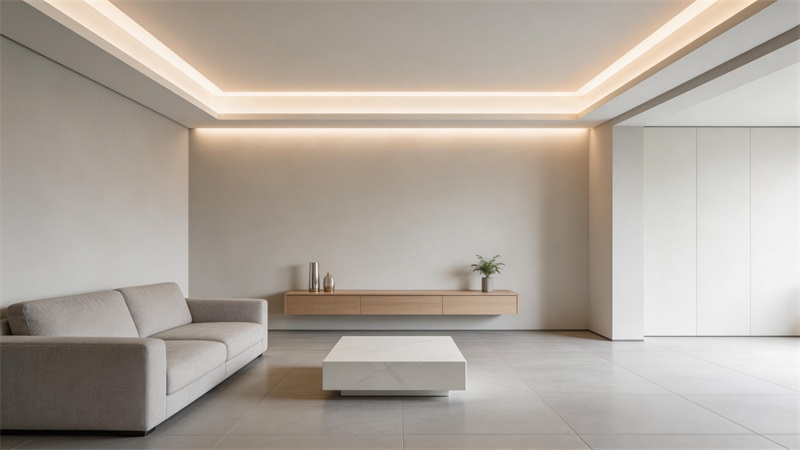 jimeng-2026-03-31-9428-現(xiàn)代家居無主燈設(shè)計空間，COB燈帶隱藏式安裝，光線均勻柔和，整體空間高級感強，真....JPG