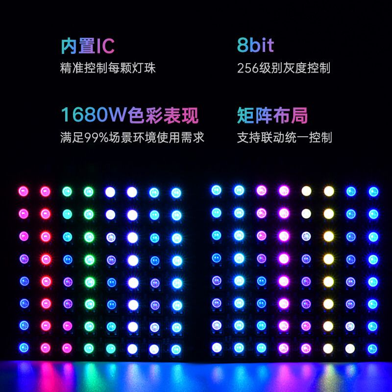 WS2812B全彩像素屏｜8x8數(shù)字可控LED顯示模塊｜DC5V低壓驅動 - 6