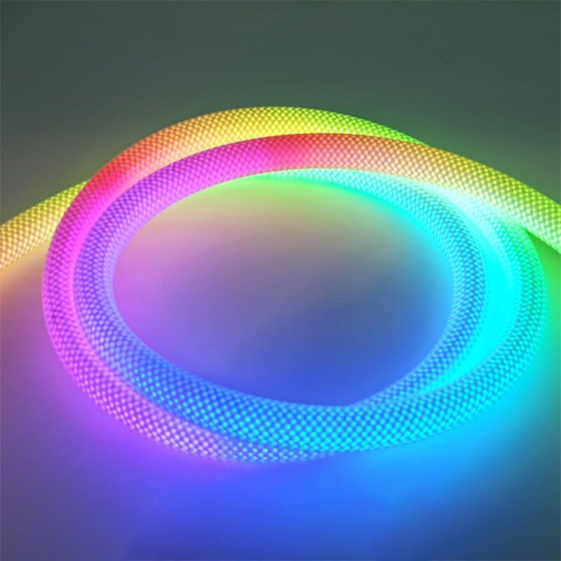 幻彩圓形編織燈帶外置尼龍網(wǎng)內(nèi)置IP67硅膠霓虹360度發(fā)光燈帶 - 3