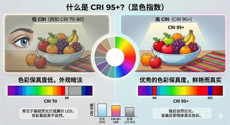 什么是 CRI 95+？為什么它是商業(yè)照明的“金標”？