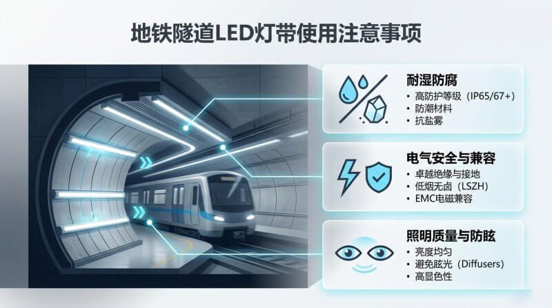 地鐵隧道內使用LED燈帶需要注意什么？安全與選型指南